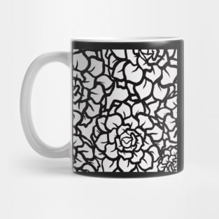 Simple Succulents in Black and White - Digitally Illustrated Abstract Flower Pattern for Home Decor, Clothing Fabric, Curtains, Bedding, Pillows, Upholstery, Phone Cases and Stationary Mug